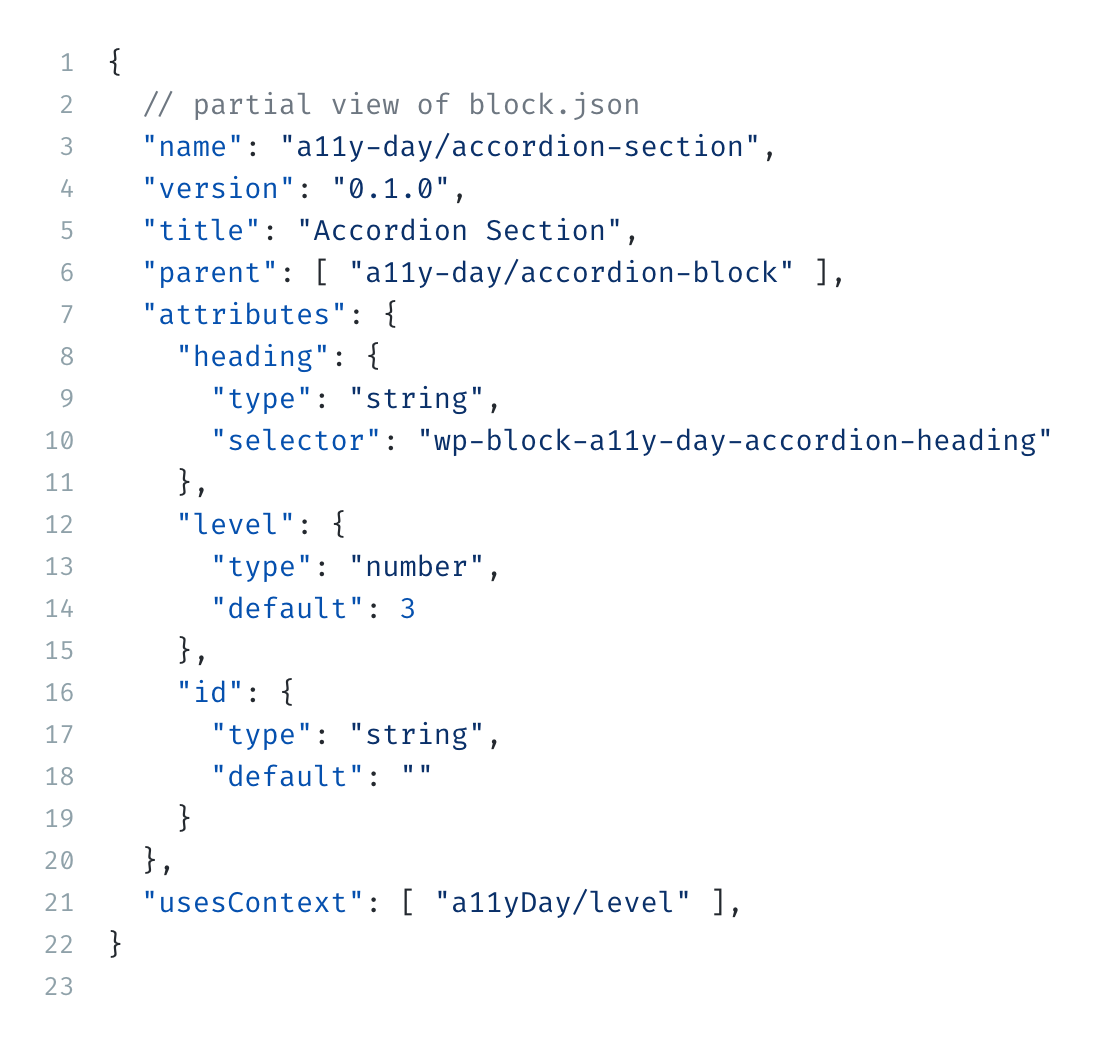 child block json partial view